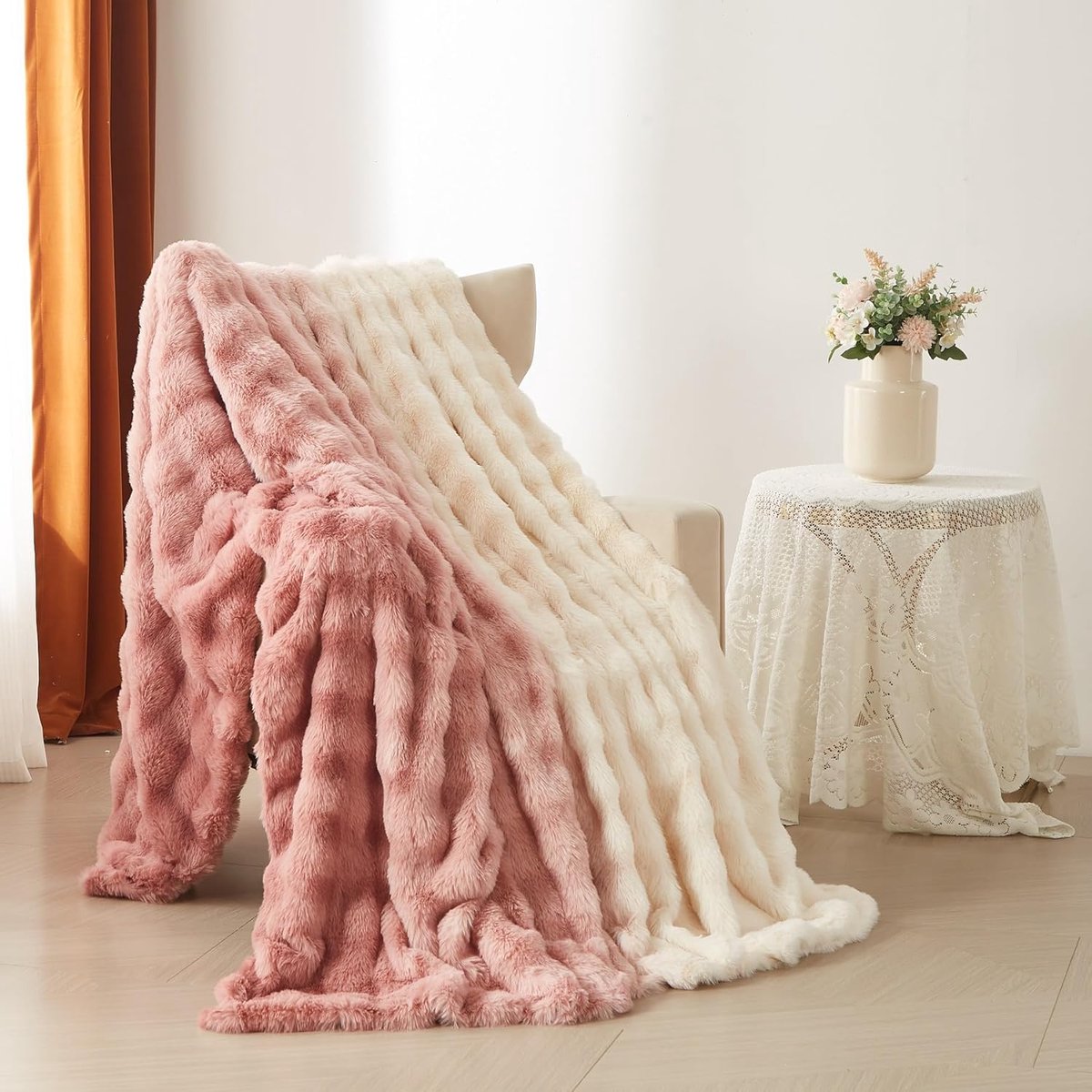 SnelShoppen - Cuddly Blanket Fluffy Winter Blanket Plush Warm Gradient Pink 180 x 200 cm Super Soft Faux Fur voor Kinderen en Volwassenen