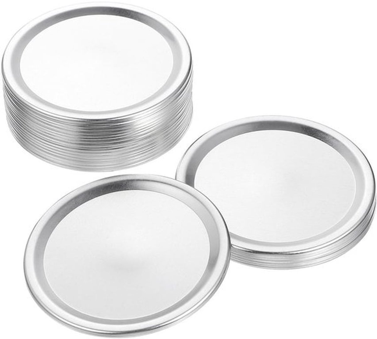 Conserven Deksel Herbruikbaar - Split-Type Deksel - Lekbestendig - Zilver - Voor Mason Jar - Set van 24 Deksels