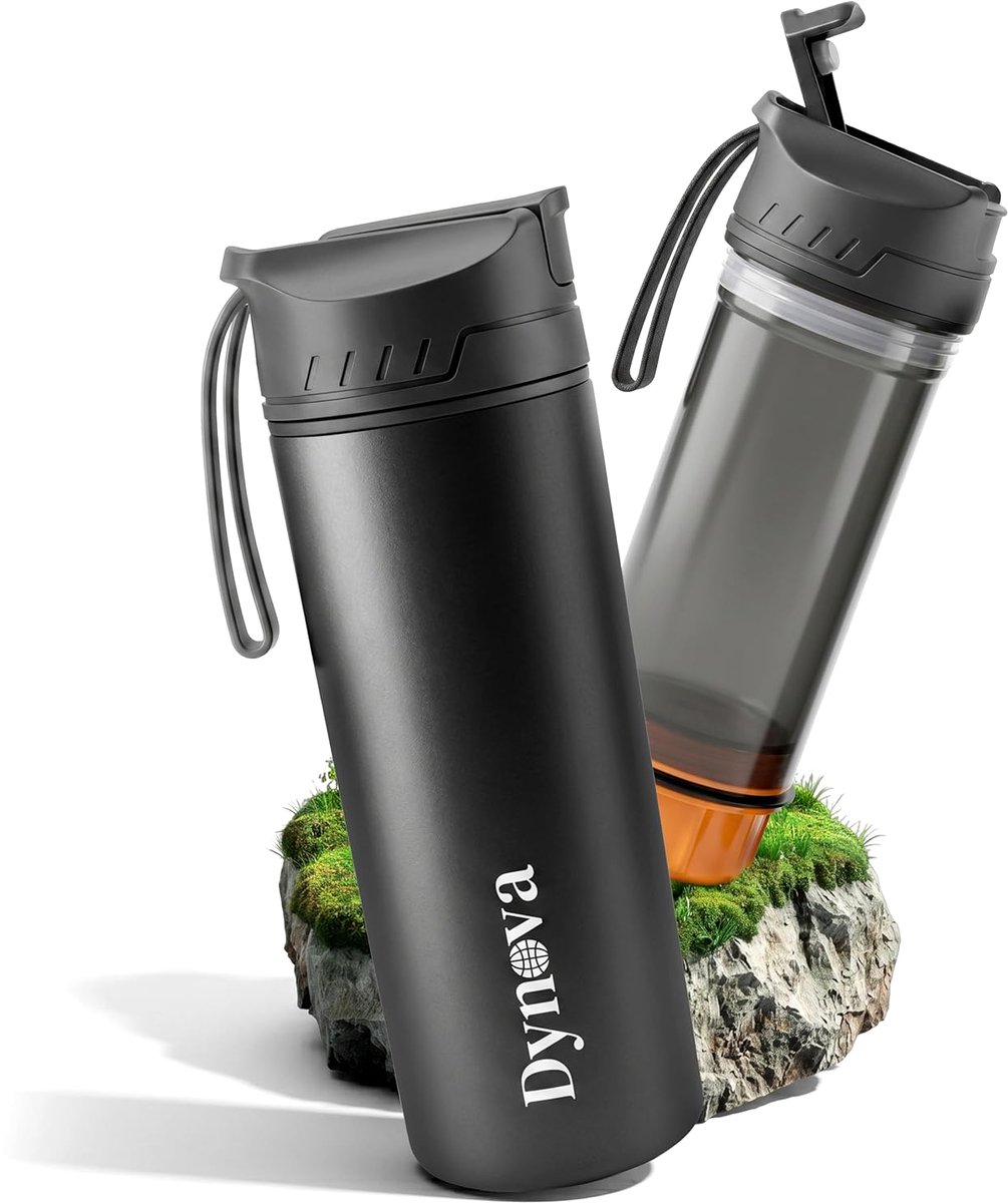 SnelShoppen - Waterfilter Drinkfles 650ml - 2-Staps Waterzuivering - BPA Vrij - Ideaal voor Camping, Survival Kits, Outdoor Activiteiten - Tot 1500L V