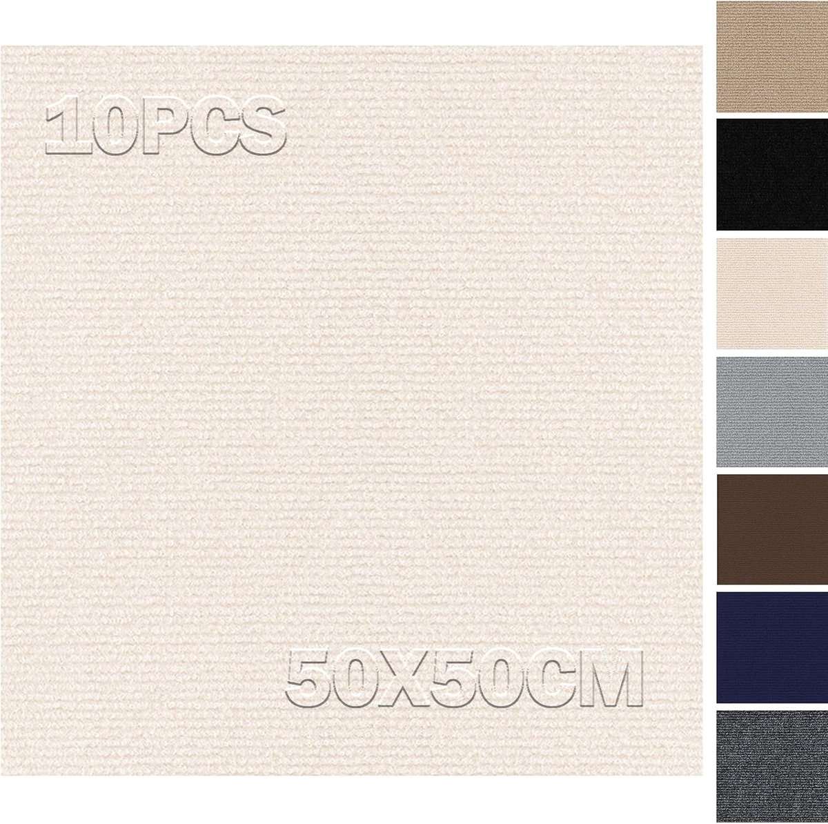 SnelShoppen - Tapijttegels 50x50 cm Zelfklevend - 10 Stuks - 2,5 m² - Beige - Ideaal voor Woning, Commercieel en Kantoor