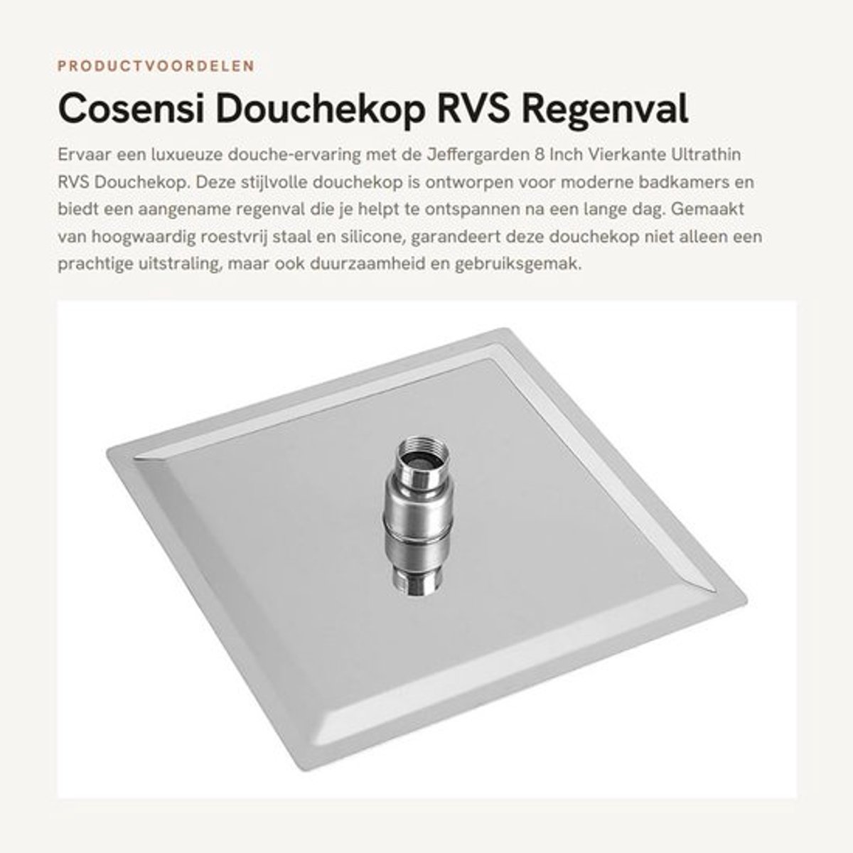 Douchekop Ultra-Dun - Douchekop Regendouche - Douchekop Roestvrij Staal - Douchekop Hoge Druk - Douchekop met Filter - Antikalk Silicone Nozzles - Regen Douchekop