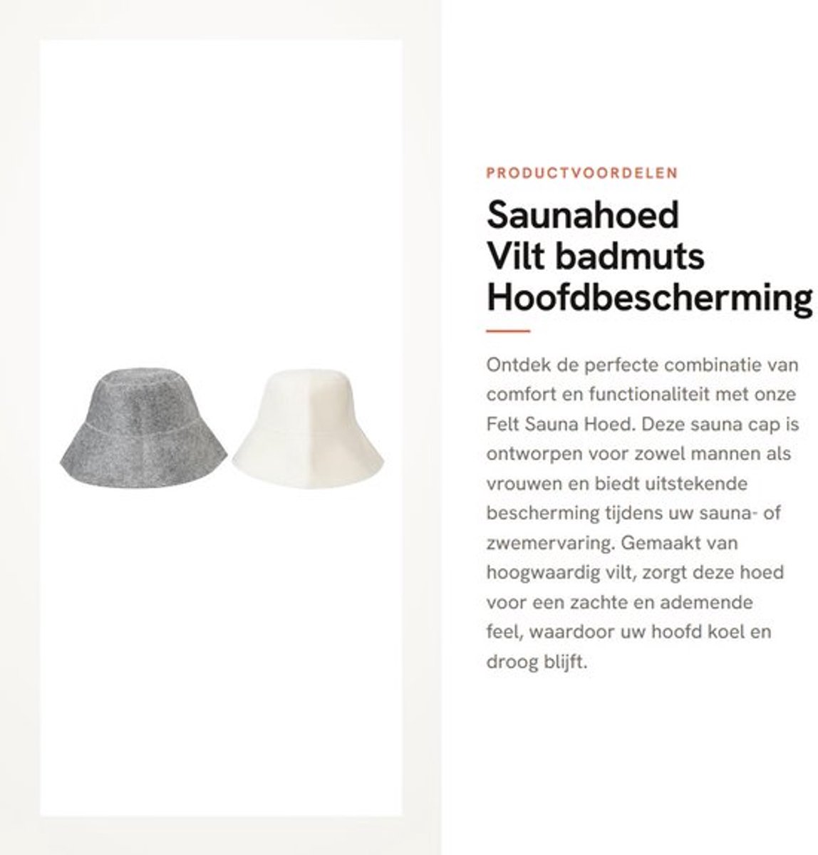 Saunahoed Vilt - Hoofdbescherming - Waterabsorptie - Ademend - Duurzaam - Comfortabel - Badmuts