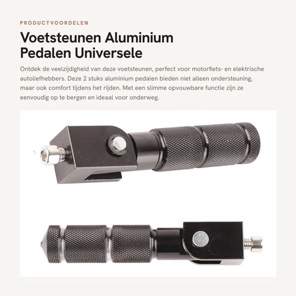 Voetsteunen Aluminium Pedalen - Universele Motorfiets Accessoires - 2 stuks - Zwart - Opvouwbare Ondersteuning - Geschikt voor Elektrisch...