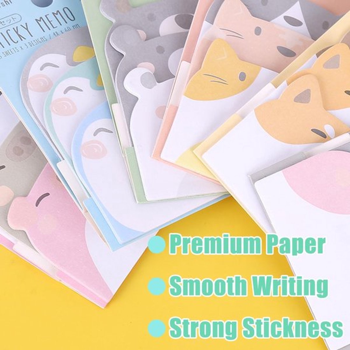 Sticky Notes Dieren Vorm - 10 Packs - Schattige Memo's - Kantoor/School - Zelfklevend - Hoogwaardig Papier - Memo Notities