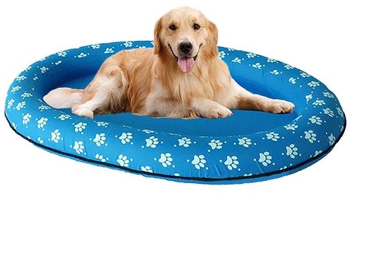 Hond Zwembad Opblaasbaar - Drijvende Boot - Geschikt voor Honden tot 40 kg - Ovale Voetafdruk 140x96 cm - Veilig voor Huisdieren - PVC Materiaal - Hondenvlot