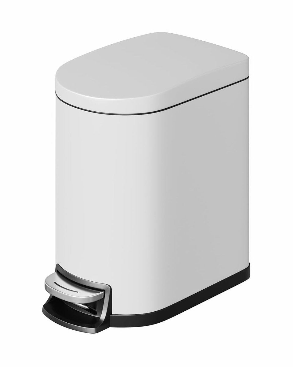 Smalle Pedaalemmer 6 Liter - RVS Prullenbak Badkamer en Toilet - Soft-Close Deksel - Met Uitneembare Binnenemmer & Handgreep - Vingerafdrukvrij & Roestvrij - Vuilnisbak Wit