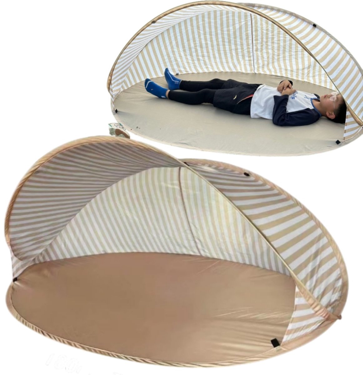 1 set - Koepeltent voor buiten - Water- en zonwerend materiaal - Zonnescherm - Kampeertent -Lengte 180 * Breedte 125 * Hoogte 85 - Geschikt voor wandelingen met kinderen, strand, tuin, roadtrips, zomeruitjes en ontspanning - Bruin