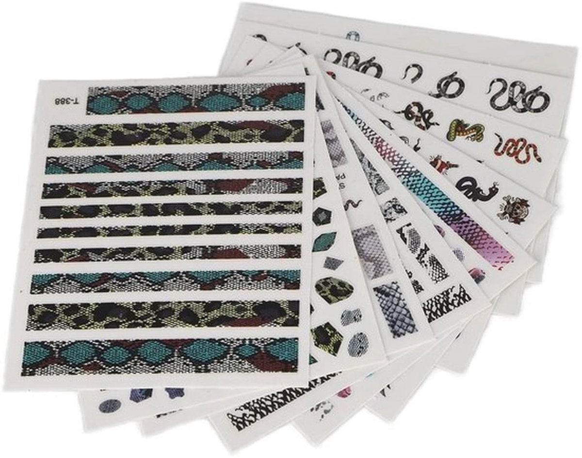 Nagelstickers Slangenpatroon - Zelfklevend - Veilig en niet-giftig - 9 Vellen - Unieke Nagelkunst - Eenvoudig te gebruiken - Nail Art