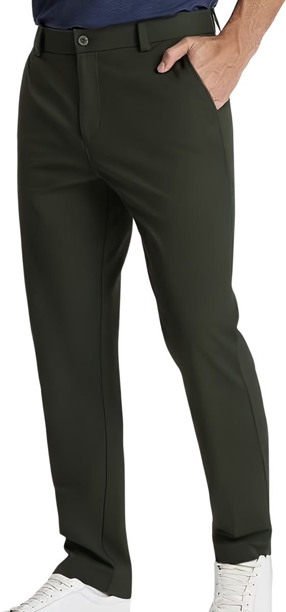 Currero Pantalon Heren Chino Regular Fit Golfbroek Nette Broek Met Elastische Tailleband Volwassenen 4XL Olijfgroen