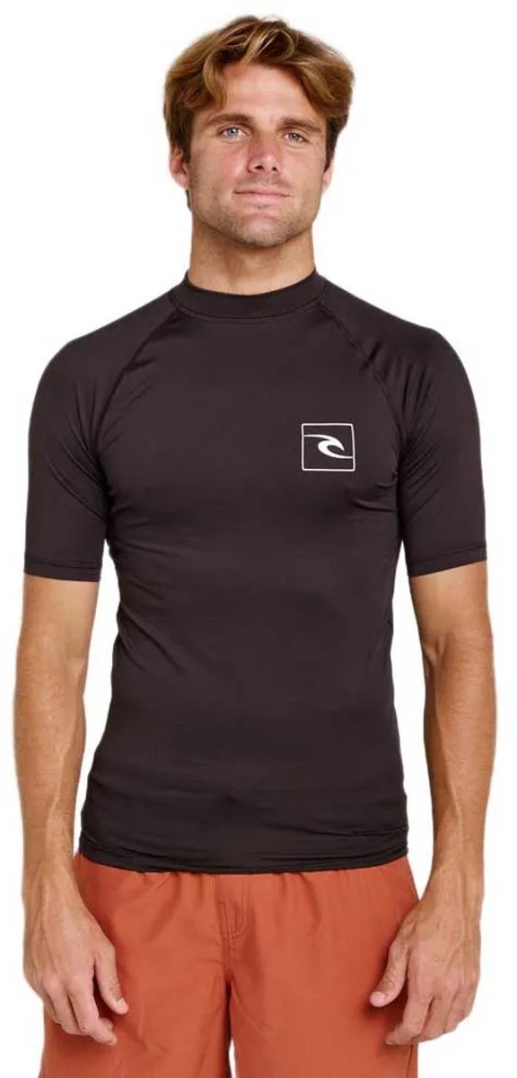 Rip Curl Streamline Upf Korte Mouw Rash Guard Man Zwart