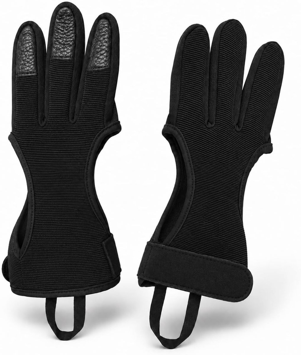 Verstelbare boogschiethandschoenen voor volwassenen, 2 stuks, met versterkte vingers, ideaal voor jacht en schietsport