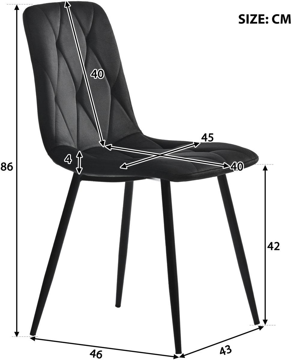 MEUNIQ Eettafel met 4 stoelen set, ronde eettafel 100 x 100 x 75 cm, MDF tafelblad met marmerlook, zwart metalen onderstel, eetkamer set in zwart en wit