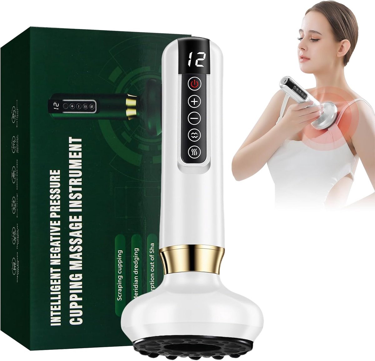 SnelShoppen - Horuili® cellulitis massager, cupping apparaat voor meridianen, verstelbare body shaper, anti-cellulitis massager, wit, voor buik en hui