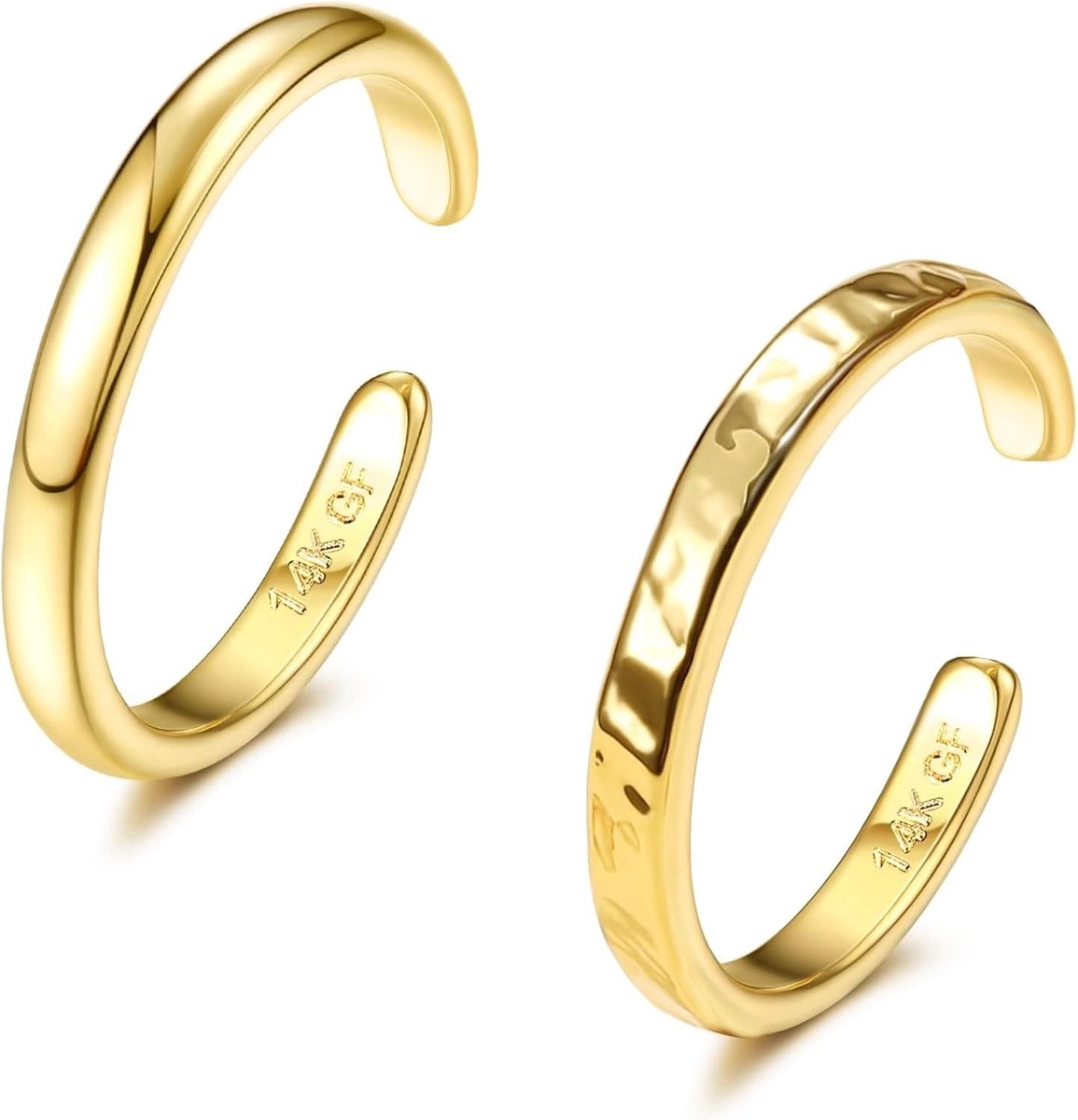 Verstelbare enkelring voor dames in 14 karaat goud, gewikkeld ontwerp, trendy strandsieraden voor de zomer, gehamerd en elegant
