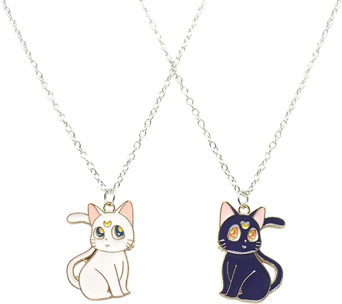 Vriendschapskettingen voor Meisjes met Maan en Kat Pendant - Perfecte Cadeaus voor Vriendinnen, Zussen en Kinderen