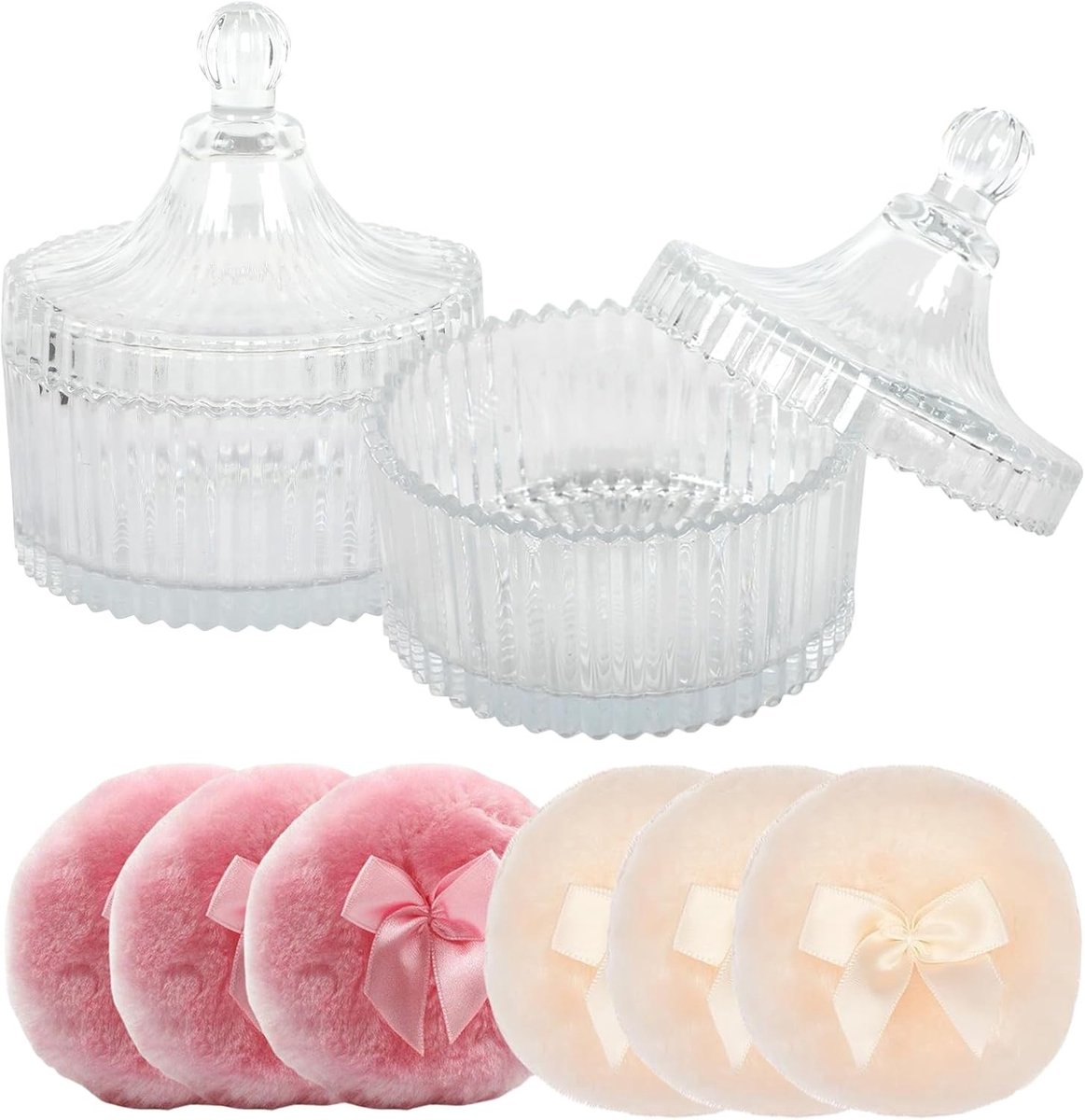 Set van Poederdozen met Poederkwast - Ideaal voor Body Poeder, Talcum Poeder en Snoep, Perfect als Cadeau voor Verjaardag, Kerst, Feest en Bruiloft
