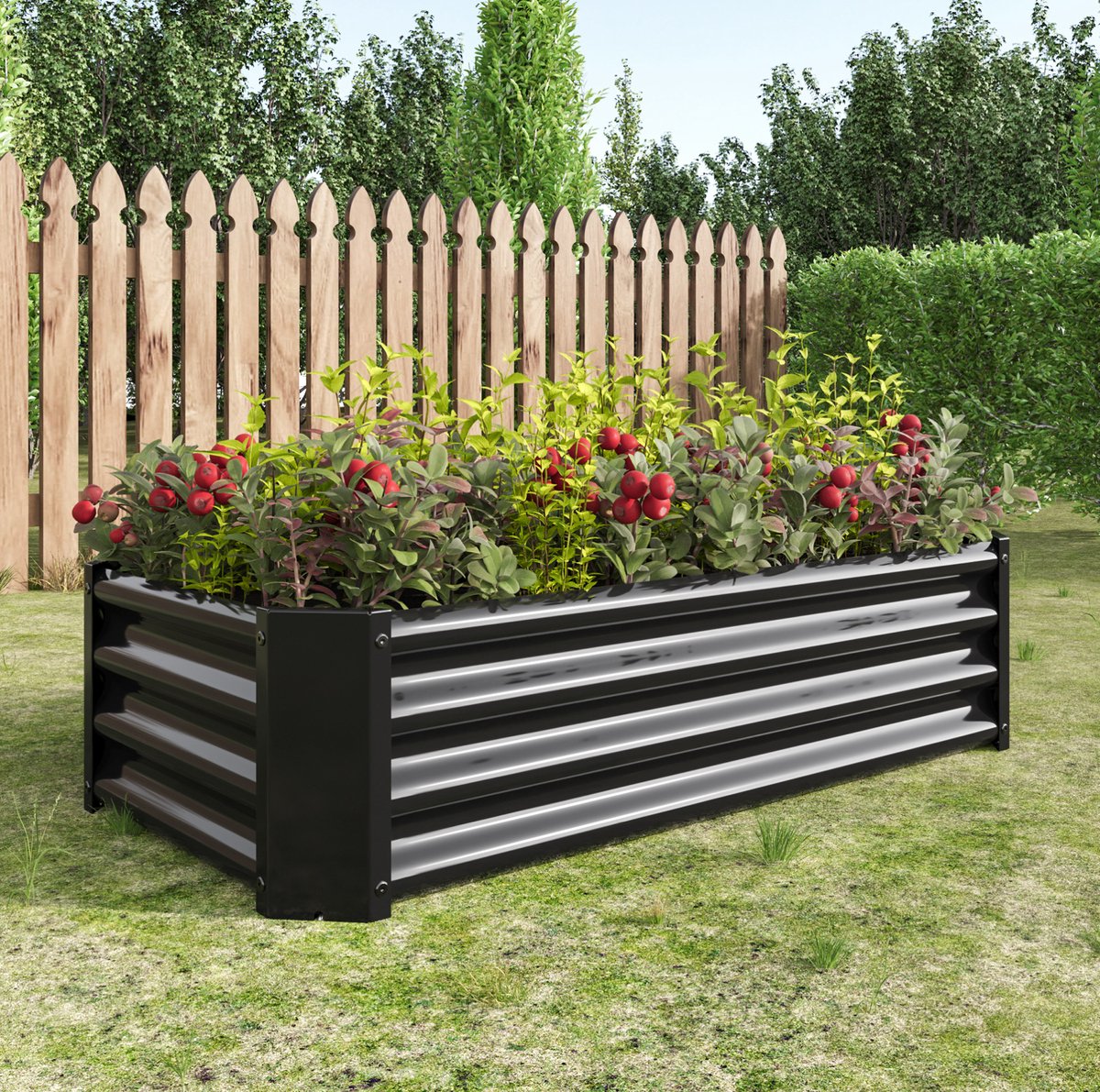 Moestuinbak Zwart 120 x 60 x 30 cm Zonder Bodem Metaal Voor Groenten Kruiden En Bloemen In Tuin Terras En Binnenplaats