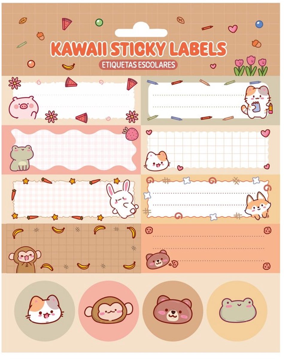 Grupo Erik - Kawaii SelfAdhesive Labels Zelfklevende etiketten - Multicolours