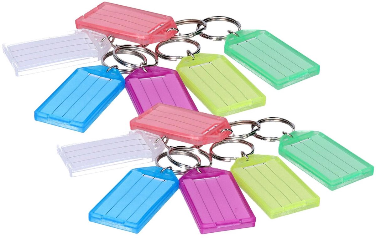 Concorde Sleutellabels/sleutelhangers - 30x - multi kleuren - kunststof - sorteren en labelen van sleutels