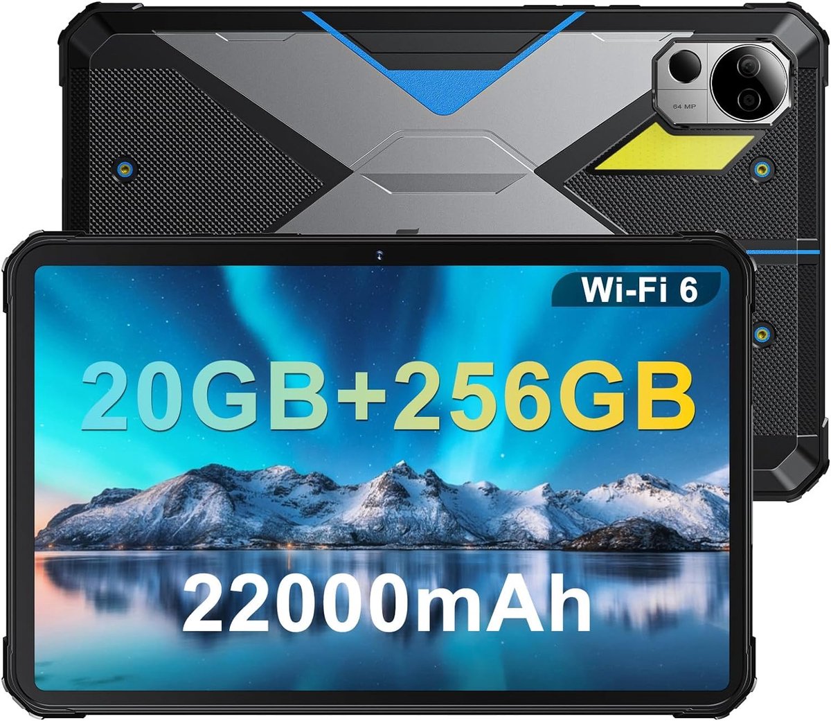 SnelShoppen - Robuuste Outdoor Tablet 10,4 inch FHD+ 2K, Android 13, 12 GB RAM, 256 GB ROM (2TB uitbreidbaar), IP68 Waterdicht, 64 MP Camera, 22000 mA