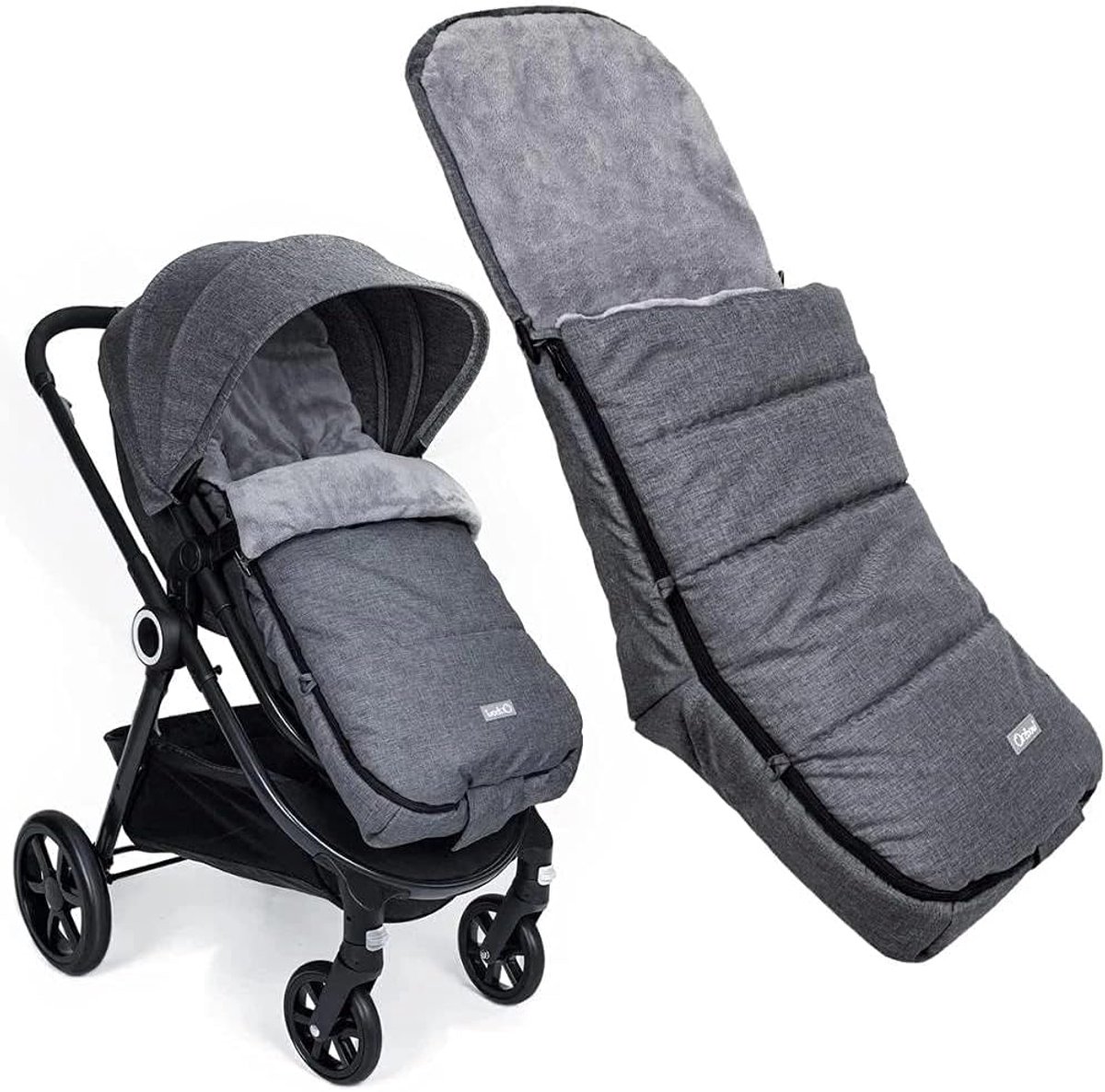 SnelShoppen - Orzbow Voetenzak voor Kinderwagen, Winter Voeten voor Buggy, Waterdicht en Winddicht, Coral Fleece Gevoerd, Machine Wasbaar, Donkergrijs