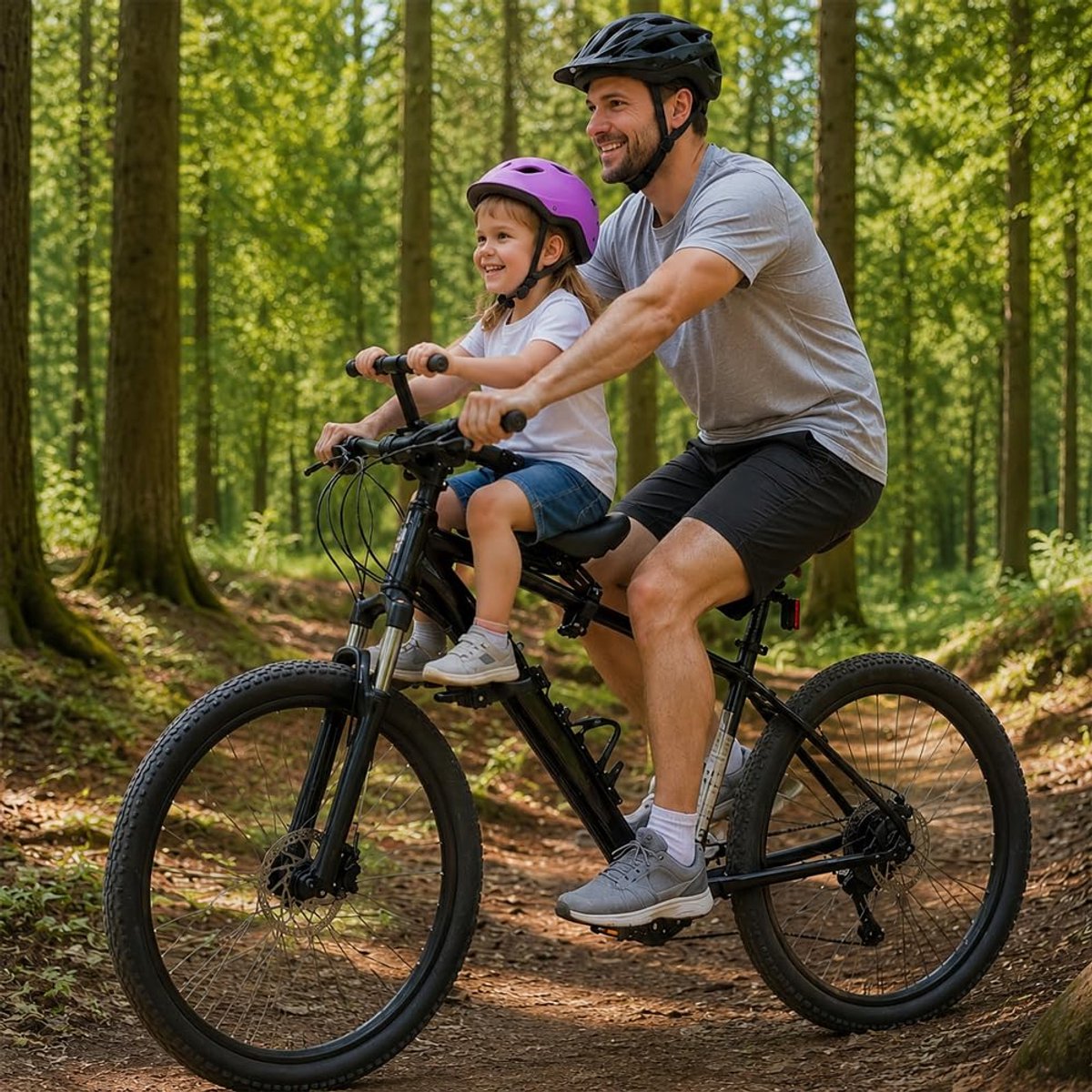 SnelShoppen - Fietszadel voor Kinderen, Verstelbare Hoek, Eenvoudige Montage, Seggiolino voor Mountainbikes, 23,5 x 10,5 cm, Zwart, Veilig en Comforta