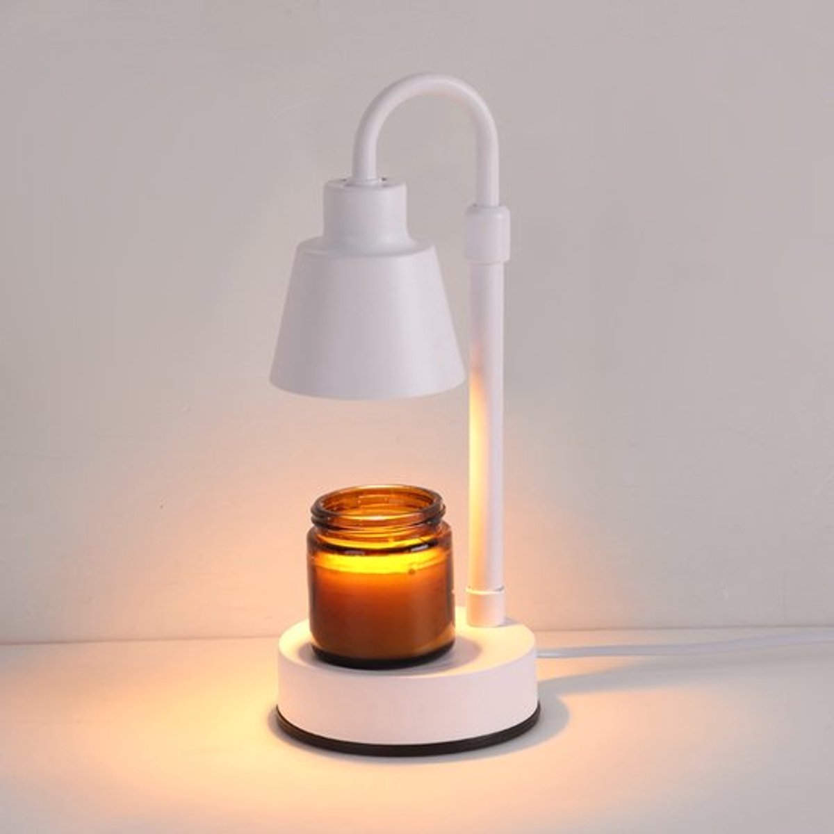 Kaarsenverwarmingslamp, verstelbare foto-elektrische kaarssmeltlamp met timer, geschikt voor geurkaarsen, wordt geleverd met 2 lampjes (wit).