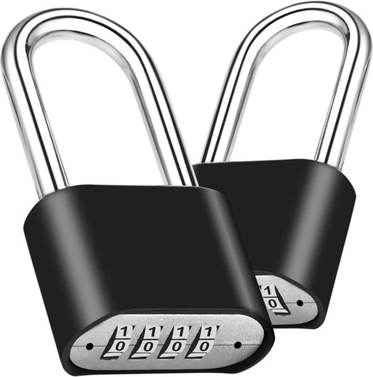 Twee combinatiesloten, robuuste viercijferige combinatiesloten, combinatiesloten voor waterdichte buitendeuren, geschikt voor buitenhekken, lockers, schuren, sportscholen, deurgrendels (2, lange grendels).