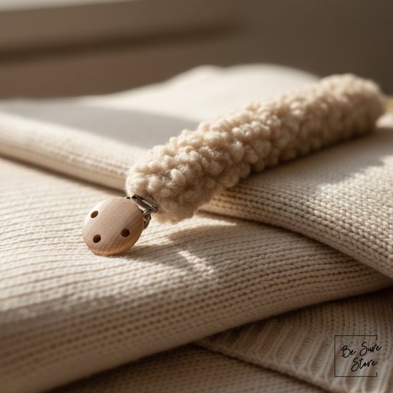 Be Sure Store® Warm Beige Teddy Speenkoord - Teddy - Kraamcadeau - Speenkoord - Speendoekje van Be Sure Store® — afbeelding 2