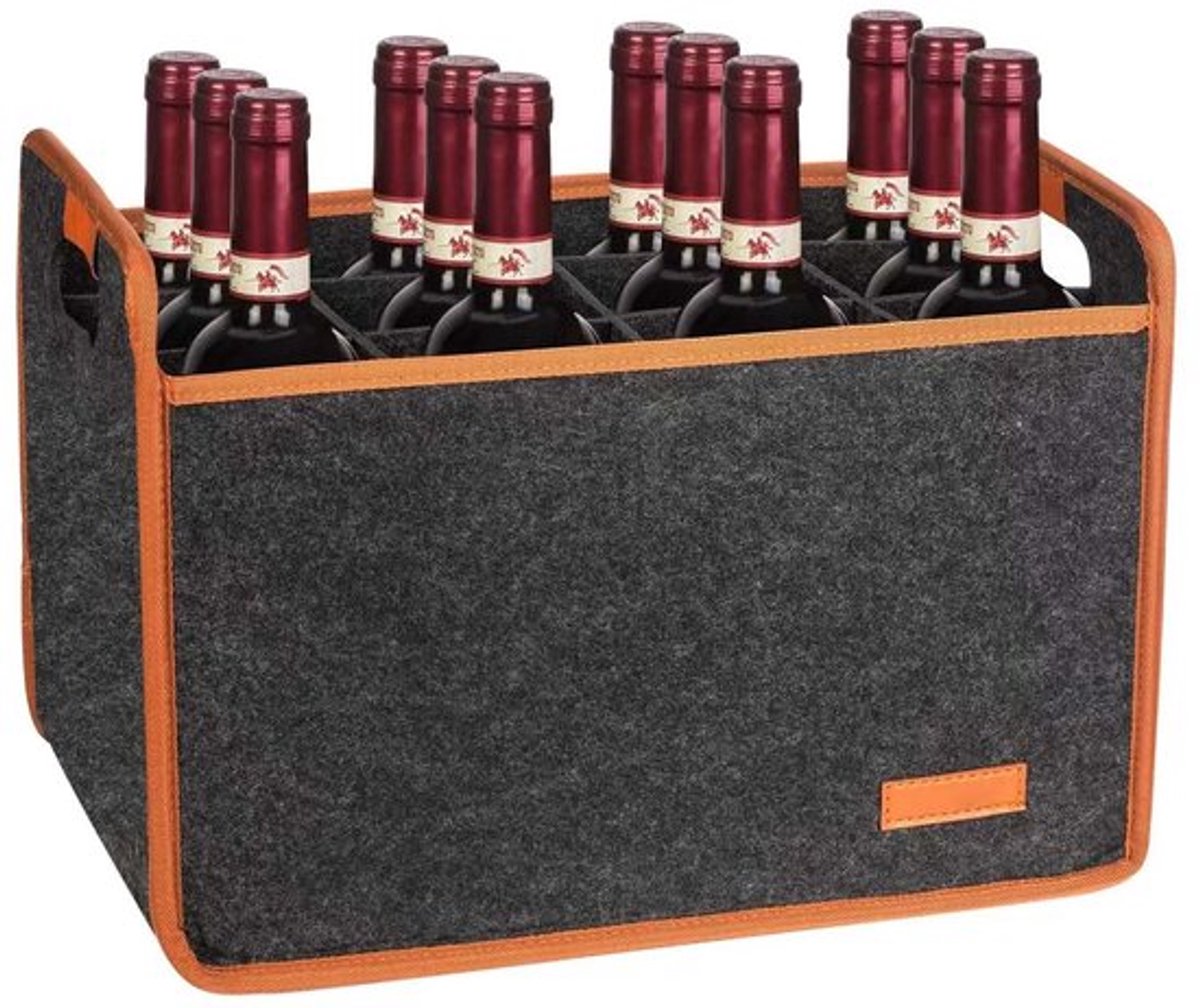Flessendrager 12 Compartimenten - Ideaal voor Wijnflessen - Handig en Stijlvol - 20L x 5B x 30H cm - Perfect voor Thuisgebruik - Flessenhouder - Wijntas