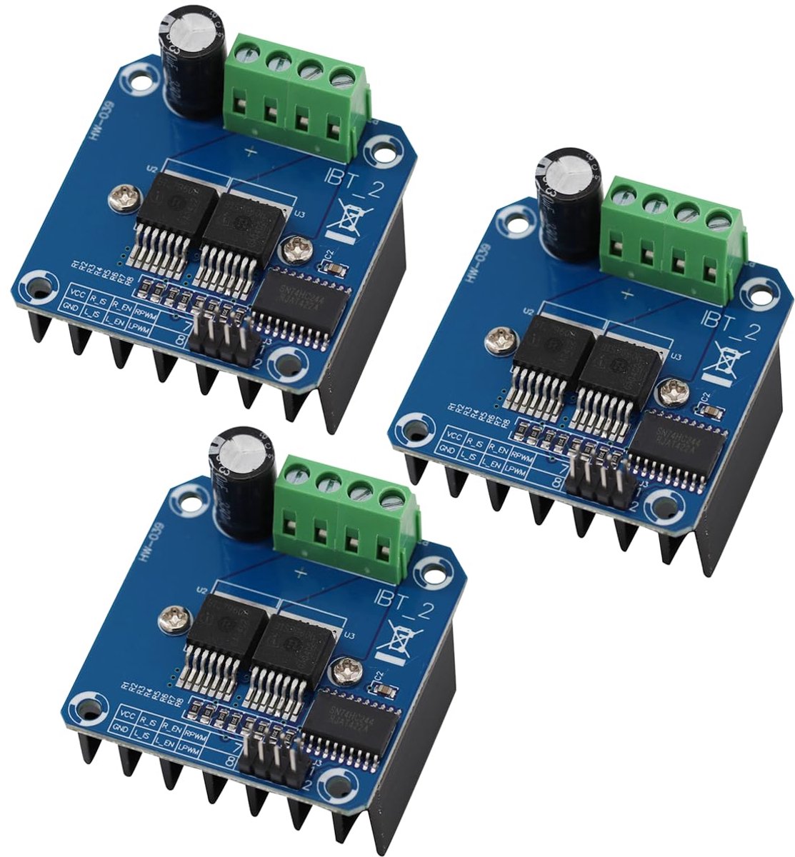 SnelShoppen - Hoogwaardige 43A Dubbele DC Stepper Motor Driver Module - Motorbestuurder voor Smart Car - 5,5V tot 27V - 3 Stuks - Betrouwbare Sturing