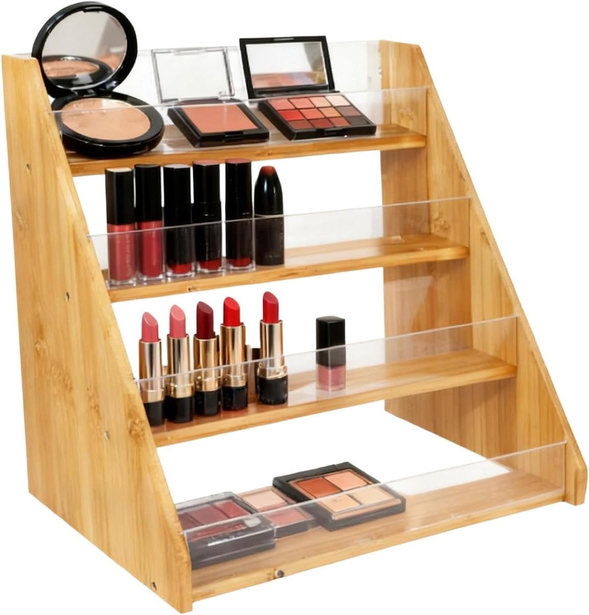 Kaarthouder - Ansichtkaartenrek Display - Organiseren van kaarten - Efficiënt verticaal gebruik - 25B x 6H cm - Houtkleurig