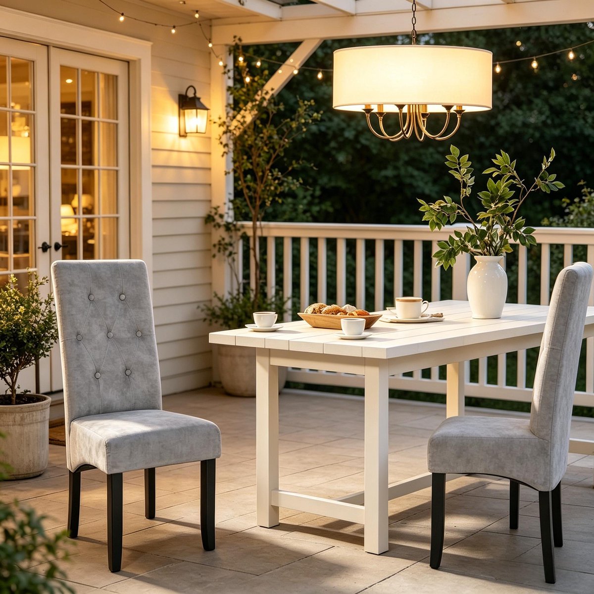 OKWISH Eetkamerstoel Set Van 2 - Hoge Rugleuning En Zonder Armleuningen - Voor Eetkamer, Woonkamer En Slaapkamer - Velvet - Lichtgrijs