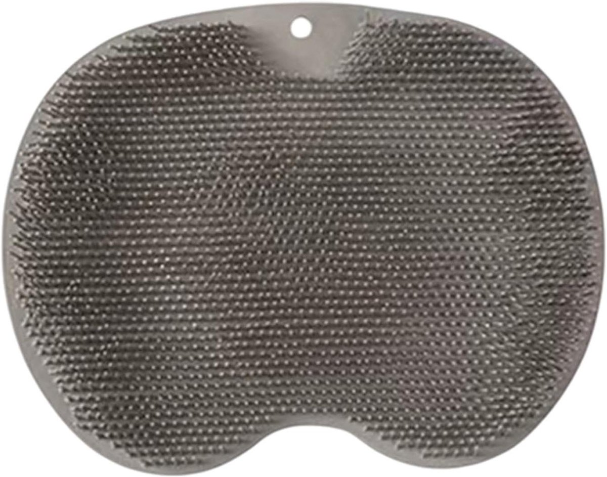 Douche Voet Schrobber - Rugwaskussen Siliconen - Voeten Reinigen - Antislip Adsorptiesysteem - 20 x 28 cm - Grijs