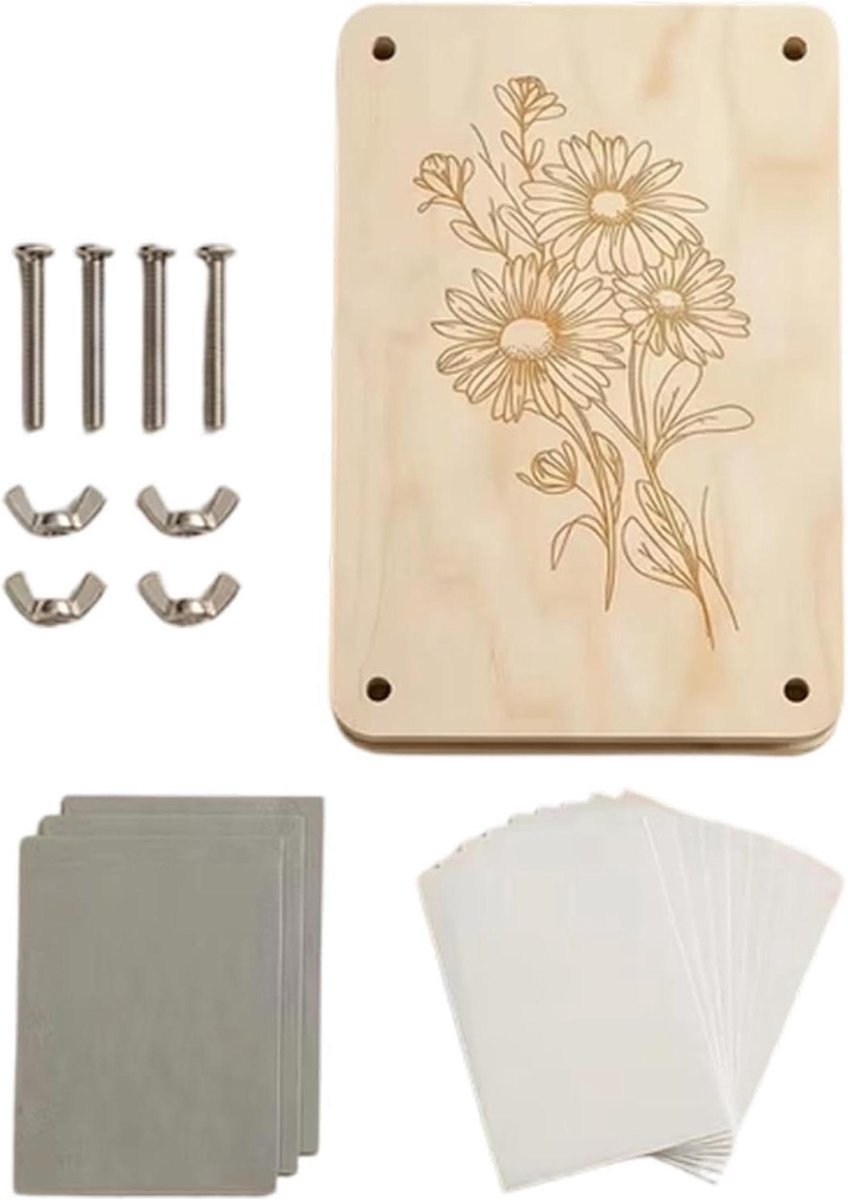 Houten bloemenpers - Planten droger - Bloemen drogen - Sterke compressie - 21x16 cm - Niet gespecificeerd