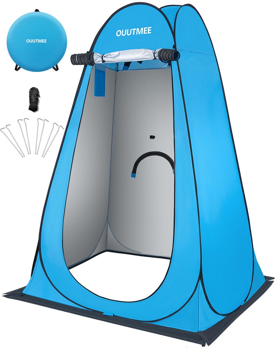 SnelShoppen - Douchetent Campingtoilettent Pop-up Kleedkamer Mobiele Strandkleedtent Outdoor WC-tent UV-Bescherming Waterafstotend 120x120x190 cm Blau
