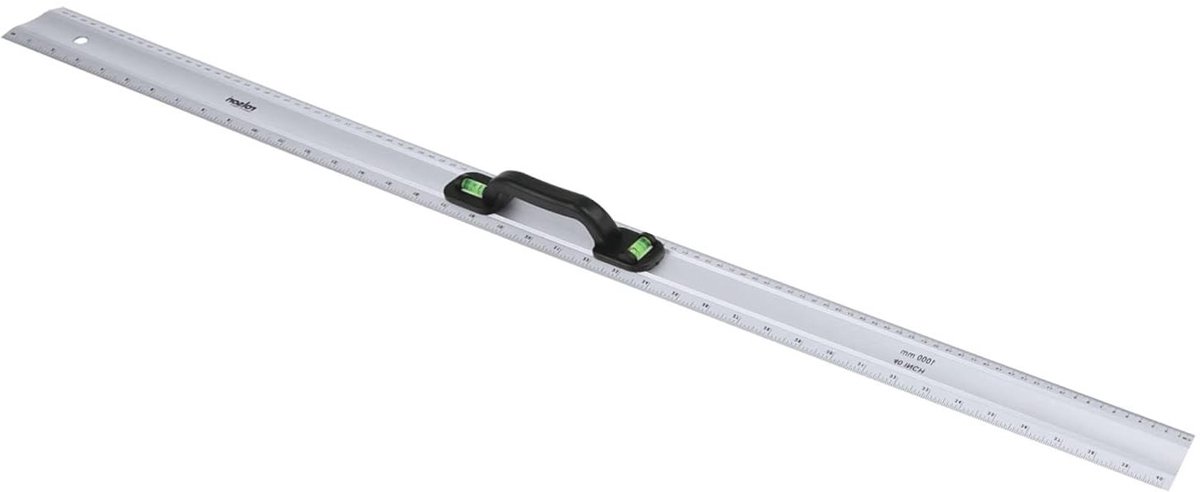 Aluminium Bouwers Regel - Meetlat Aluminium - Nauwkeurig Meten - Robuuste Constructie - 1 m - Zilver