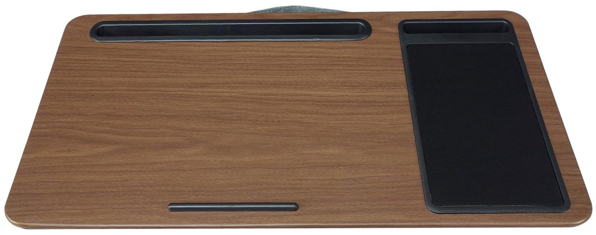 SnelShoppen - Multifunctioneel Thuiskantoor Schoot Bureau Laptop Lade Bed Bureau Met Muismat en Telefoon Tablet Houder - Walnoot