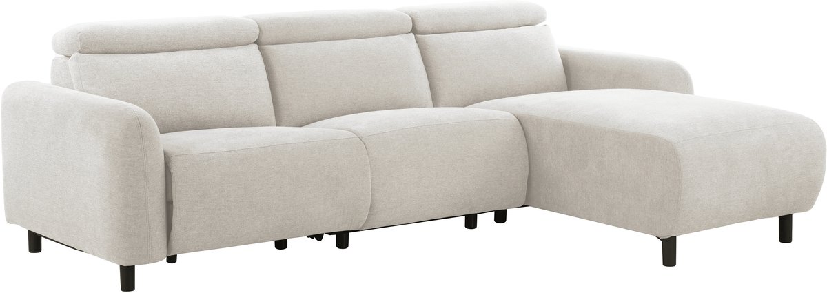 Skaane-Sofa 3-zitter met chaise chaise rechter handmatige functie in stofcrème