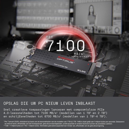 NVMe SSD - Interne SSD Opslag Schijf - Sneller Werken - PCIe 4.0 Interface - 500 GB - Zwart — afbeelding 2