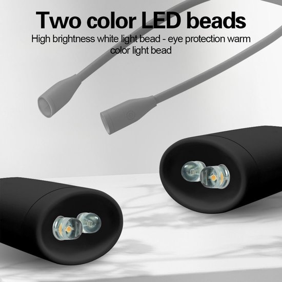 Nek Leeslamp - Boeklamp LED - Lezen in Bed - 3 Kleuren Continu - Verstelbare Arm - Zwart — afbeelding 3