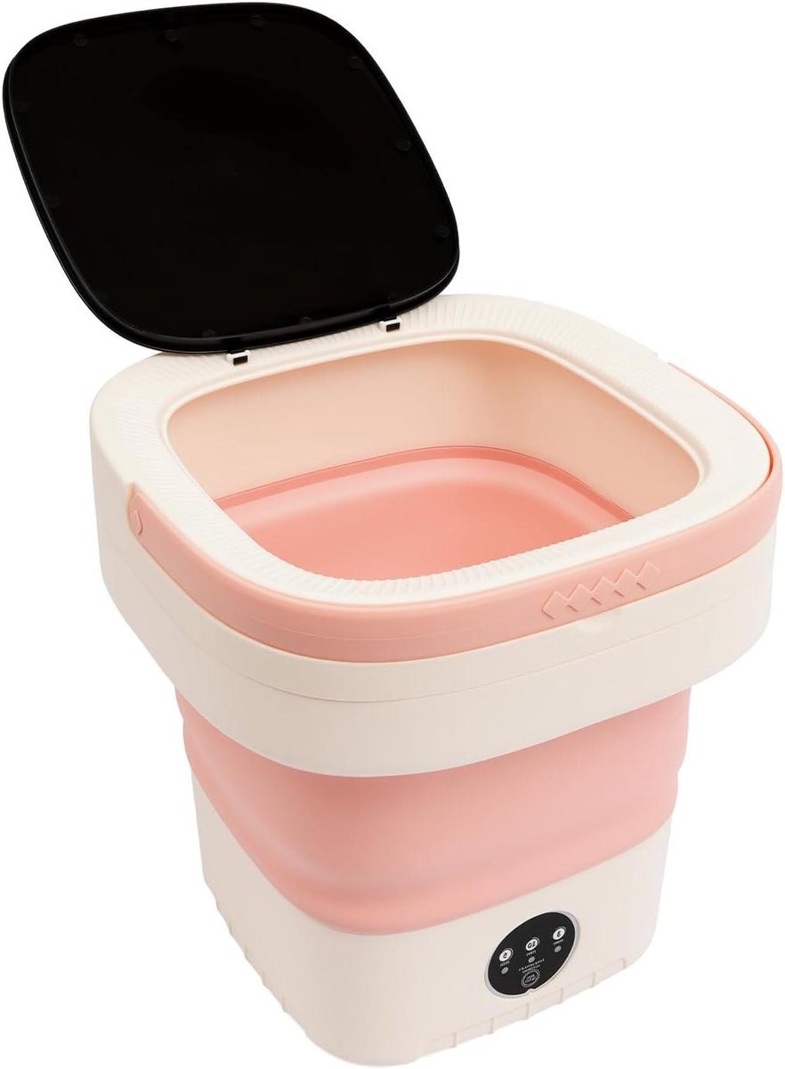 Mini wasmachine Opvouwbare wasmachine Reizen en camping Gesimuleerd handwaswiel 12 liter Roze