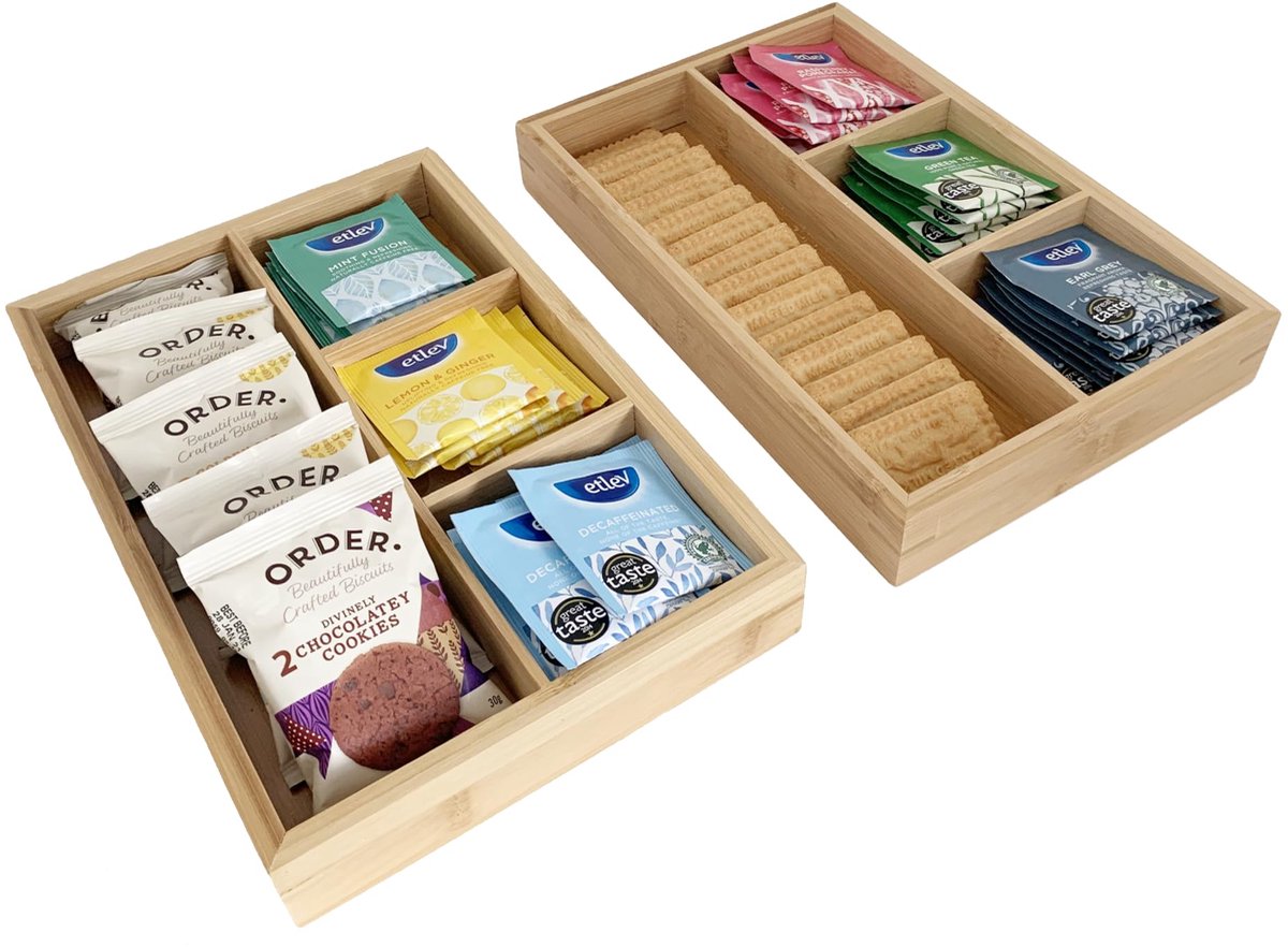 SnelShoppen - Bamboe Houten Lade Organizer - Ruimtebesparende Multifunctionele Trekverdelers voor Make-up, Kantoor, Slaapkamer en Keuken - 5 Compartim
