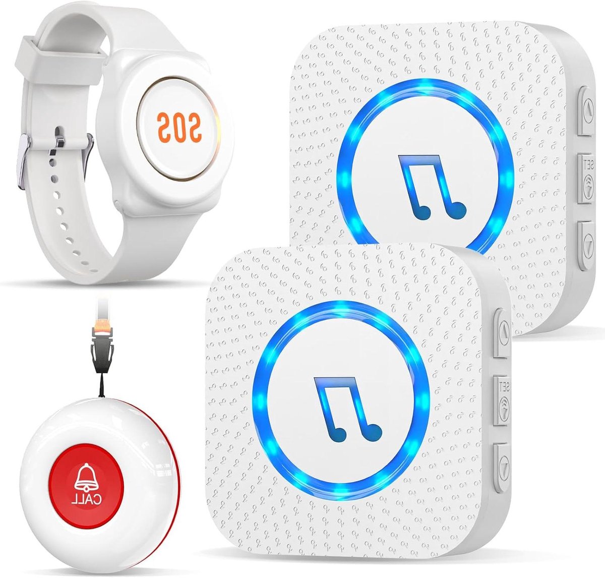Noodoproep Knop - Alarm Systeem - Hulp Inschakelen - Waterdicht Ontwerp - 150 Meter Bereik - Wit