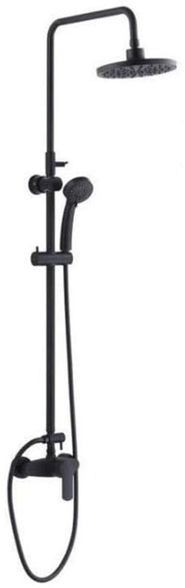SnelShoppen - Douchekolom met Draaibare Douchekop, Telecopische Arm, 3 Straalsoorten, Flexibel, 1,50 m, Zwart, Ideaal voor Badkamer of Wellness