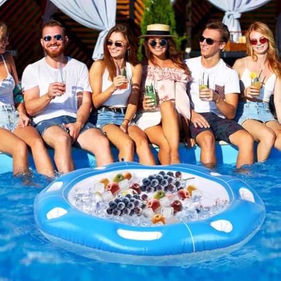 Drijvende Speeltafel - Opblaasbare Tafel - Zwembad Entertainment - Geïntegreerde Drankkoeling - 100 cm Diameter - Circulair — afbeelding 3