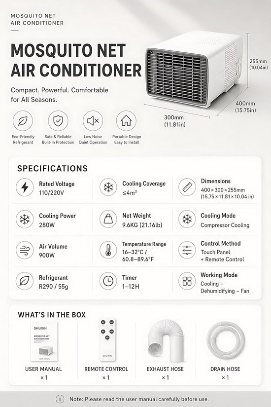 Draagbare Tent Airco - Mobiele Airconditioner Camper - Kamperen en Reizen - Energiezuinig en Stil - 2700 BTU - Meerkleurig — afbeelding 5