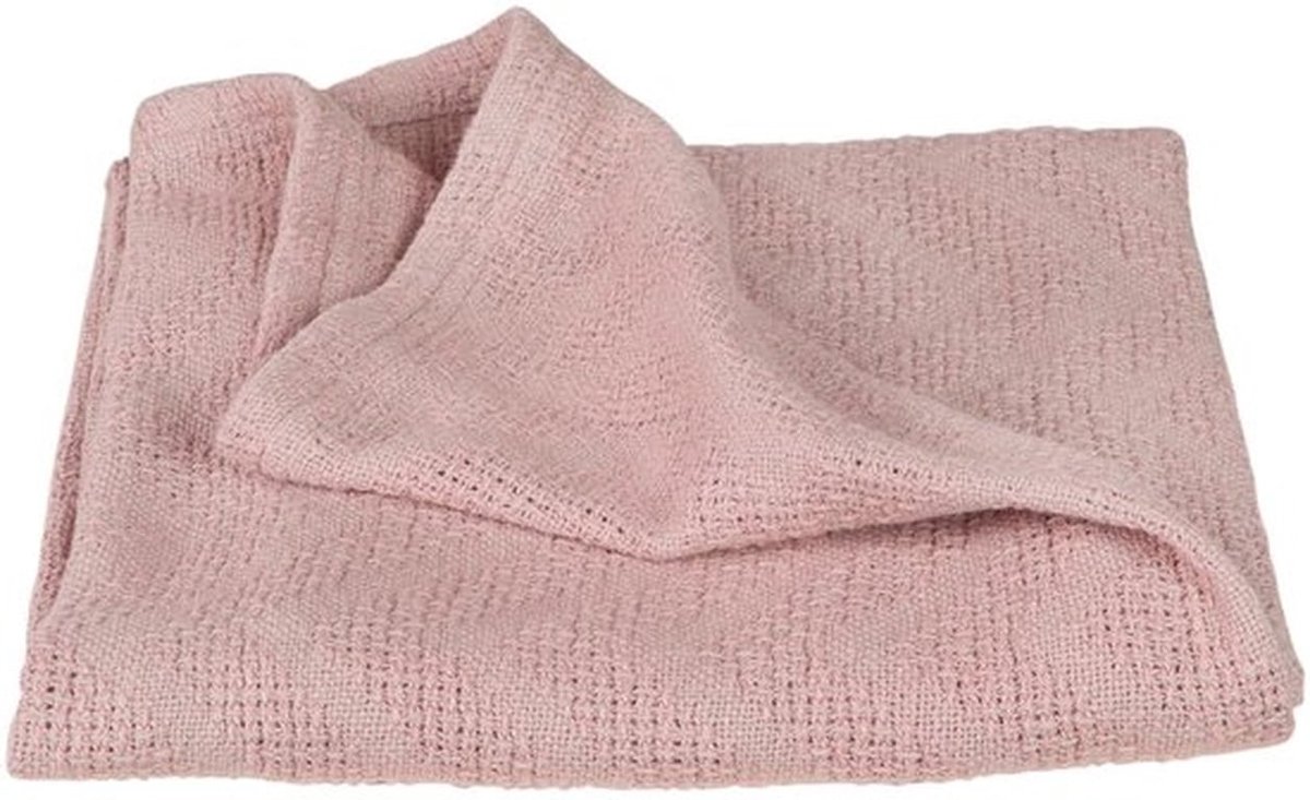Organische Deken - Gebreide Look - Roze/Mauve - Biologisch Katoen - Knuffeldeken - Geschikt voor Baby's - 80x80 cm
