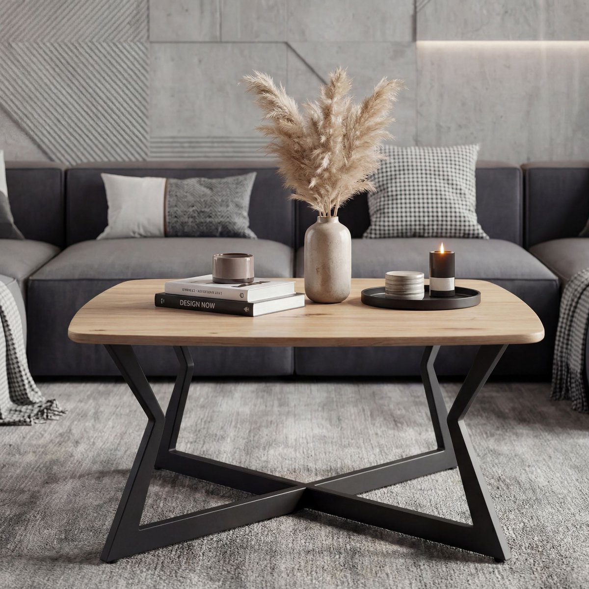 Salontafel zwart vierkant 75x75 cm