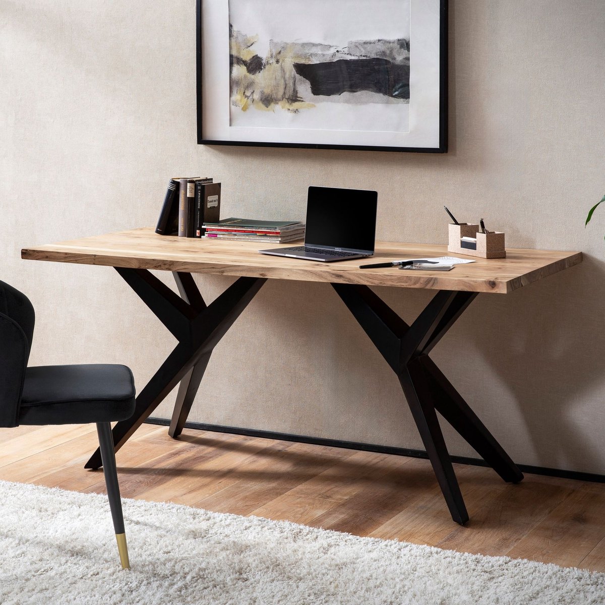 Bureau acaciahout metaal 200x100 cm - WL7.236